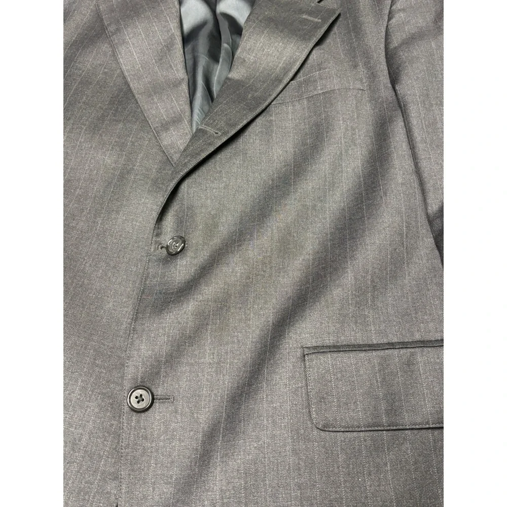 J. Press Parker Mens 43R Wool Pinstripe Blazer Jacket Charcoal Grey‎ Made Canada